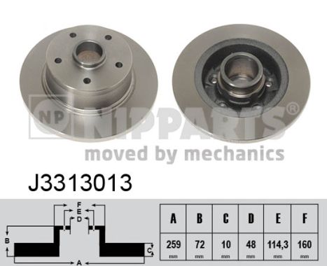 NIPPARTS Hátsó féktárcsa J3313013_NIP