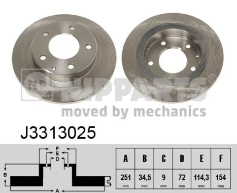 NIPPARTS Hátsó féktárcsa J3313025_NIP