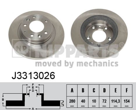 NIPPARTS Hátsó féktárcsa J3313026_NIP