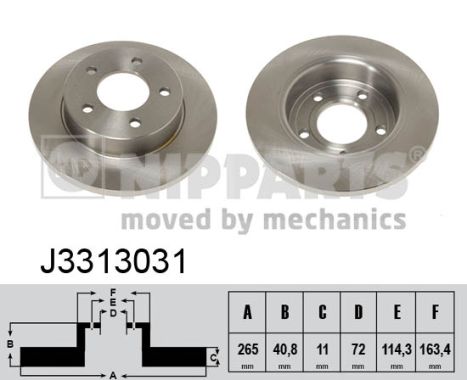 NIPPARTS Hátsó féktárcsa J3313031_NIP