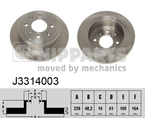 NIPPARTS Hátsó féktárcsa J3314003_NIP