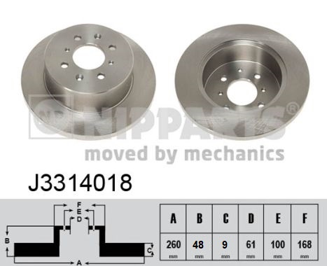 NIPPARTS Hátsó féktárcsa J3314018_NIP