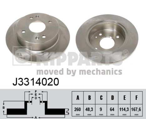 NIPPARTS Hátsó féktárcsa J3314020_NIP