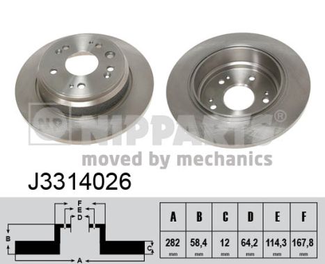 NIPPARTS Hátsó féktárcsa J3314026_NIP