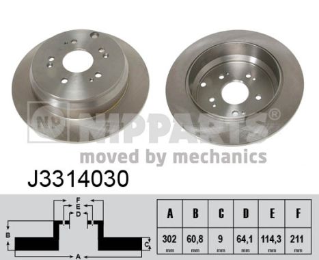 NIPPARTS Hátsó féktárcsa J3314030_NIP