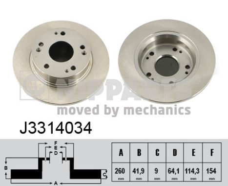 NIPPARTS Hátsó féktárcsa J3314034_NIP