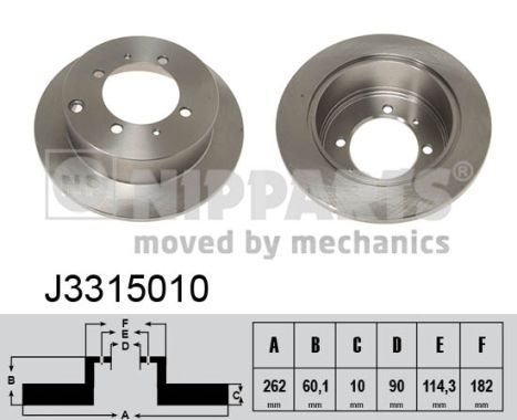 NIPPARTS Hátsó féktárcsa J3315010_NIP