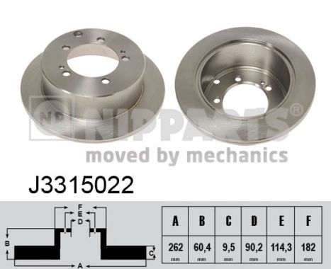 NIPPARTS Hátsó féktárcsa J3315022_NIP