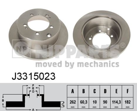 NIPPARTS Hátsó féktárcsa J3315023_NIP