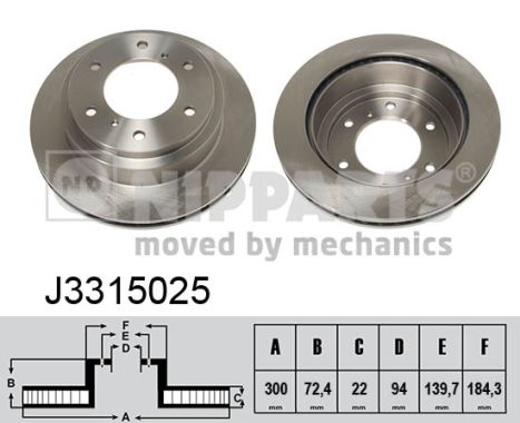 NIPPARTS Hátsó féktárcsa J3315025_NIP