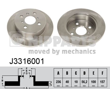 NIPPARTS Hátsó féktárcsa J3316001_NIP