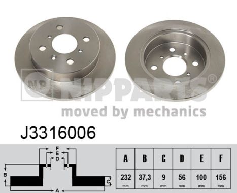 NIPPARTS Hátsó féktárcsa J3316006_NIP