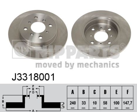 NIPPARTS Hátsó féktárcsa J3318001_NIP