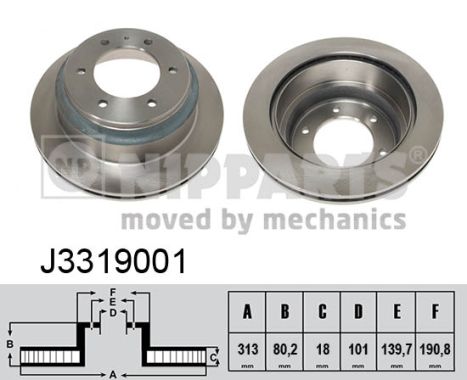 NIPPARTS Hátsó féktárcsa J3319001_NIP