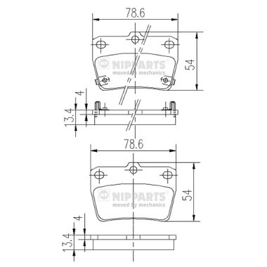 NIPPARTS Hátsó fékbetét J3612020_NIP