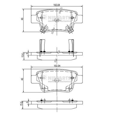 NIPPARTS Hátsó fékbetét J3612030_NIP