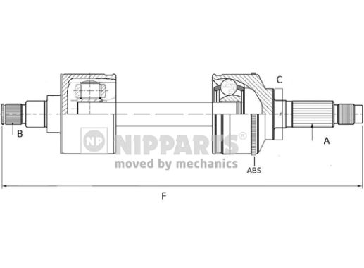 NIPPARTS Féltengely, komplett N2803000_NIP