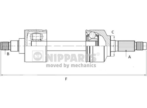 NIPPARTS Féltengely, komplett N2800500_NIP