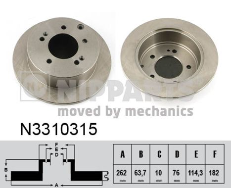 NIPPARTS Hátsó féktárcsa N3310315_NIP