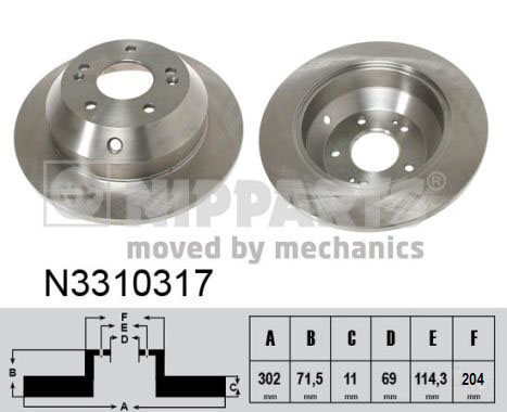 NIPPARTS Hátsó féktárcsa N3310317_NIP