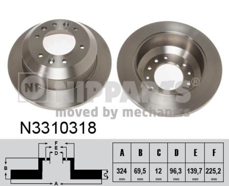 NIPPARTS Hátsó féktárcsa N3310318_NIP