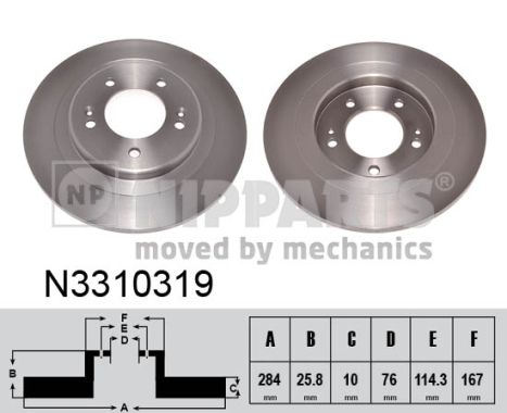 NIPPARTS Hátsó féktárcsa N3310319_NIP