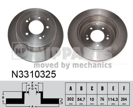 NIPPARTS Hátsó féktárcsa N3310325_NIP