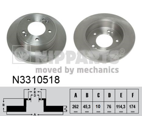 NIPPARTS N3310518_NIP Hátsó féktárcsa