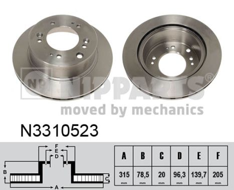 NIPPARTS Hátsó féktárcsa N3310523_NIP