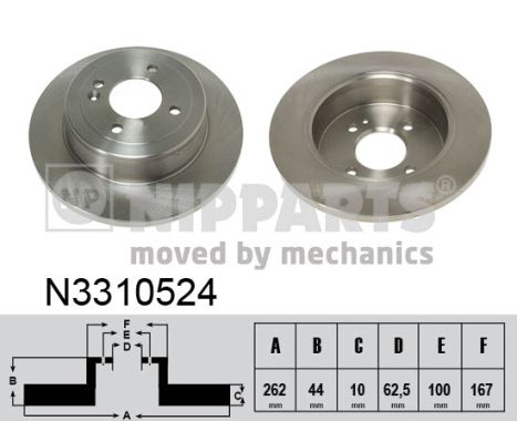 NIPPARTS Hátsó féktárcsa N3310524_NIP