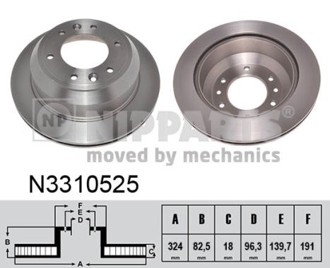 NIPPARTS Hátsó féktárcsa N3310525_NIP