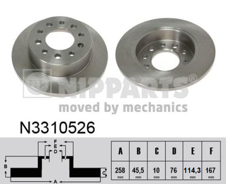 NIPPARTS Hátsó féktárcsa N3310526_NIP