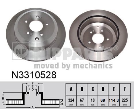 NIPPARTS Hátsó féktárcsa N3310528_NIP