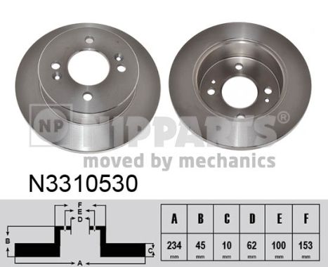 NIPPARTS Hátsó féktárcsa N3310530_NIP