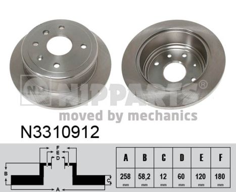 NIPPARTS Hátsó féktárcsa N3310912_NIP