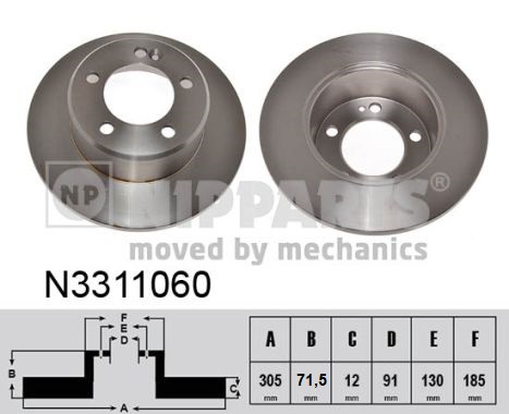 NIPPARTS Hátsó féktárcsa N3311060_NIP