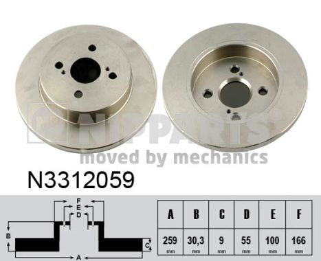 NIPPARTS Hátsó féktárcsa N3312059_NIP