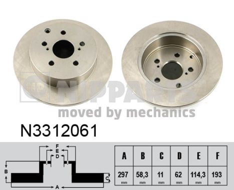 NIPPARTS Hátsó féktárcsa N3312061_NIP