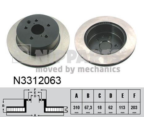 NIPPARTS Hátsó féktárcsa N3312063_NIP