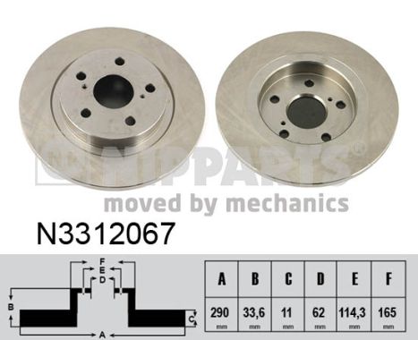 NIPPARTS Hátsó féktárcsa N3312067_NIP