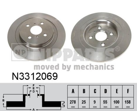 NIPPARTS Hátsó féktárcsa N3312069_NIP