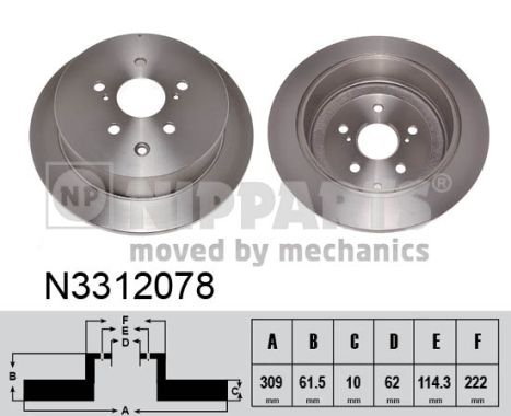 NIPPARTS Hátsó féktárcsa N3312078_NIP