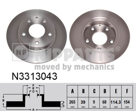 NIPPARTS Hátsó féktárcsa N3313043_NIP