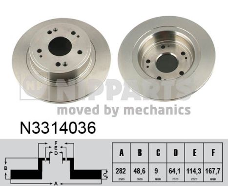 NIPPARTS Hátsó féktárcsa N3314036_NIP