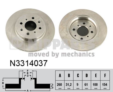 NIPPARTS Hátsó féktárcsa N3314037_NIP