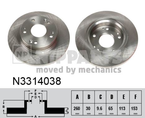 NIPPARTS Hátsó féktárcsa N3314038_NIP