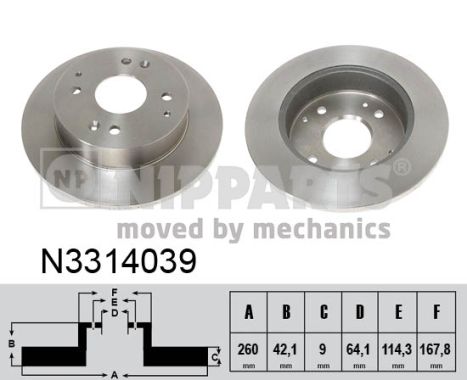 NIPPARTS Hátsó féktárcsa N3314039_NIP