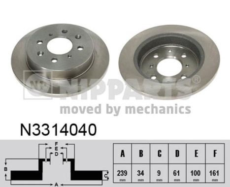 NIPPARTS Hátsó féktárcsa N3314040_NIP