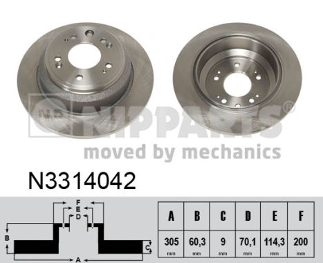 NIPPARTS Hátsó féktárcsa N3314042_NIP