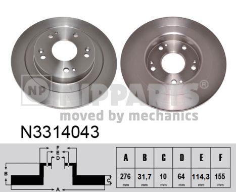 NIPPARTS Hátsó féktárcsa N3314043_NIP